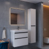 Тумба LEMARK COMBI 60 см под раковину, подвесная/напольная, 2 ящика, планки-чёрный; корпус/фасад белый глянец LM03C60T-black
